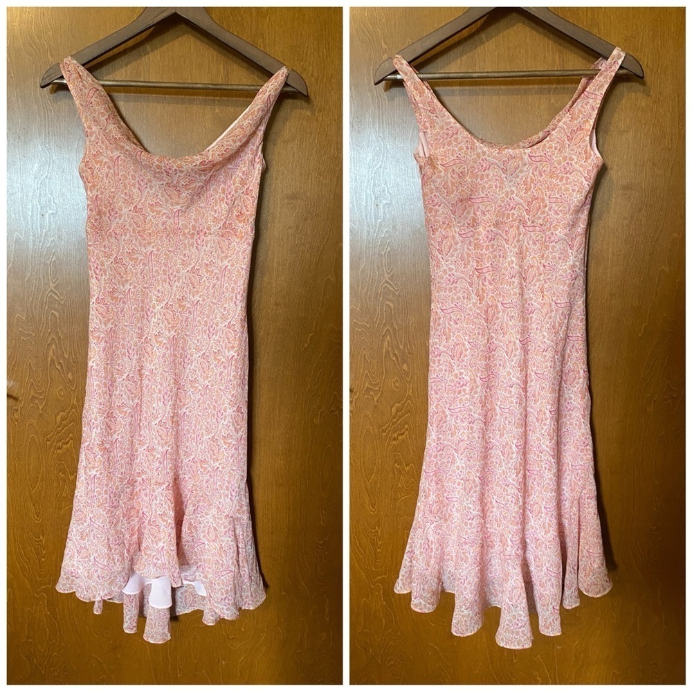 Pink Paisley Cowl Neck Midi Dress size small or XS